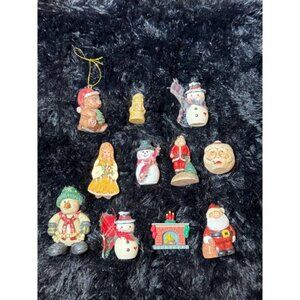 Vintage Christmas Miniature Figurines Lot Of 11 Holiday Decor